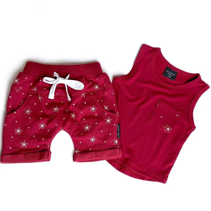 Little Bipsy Star Pocket Bamboo Tank - Red