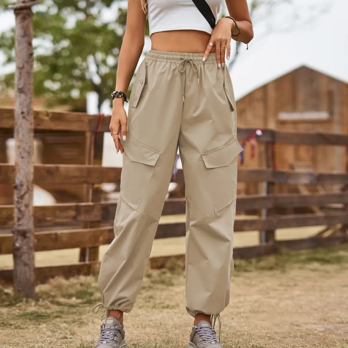 Livia High-Waist Relaxed Fit Cargo Utility Pants