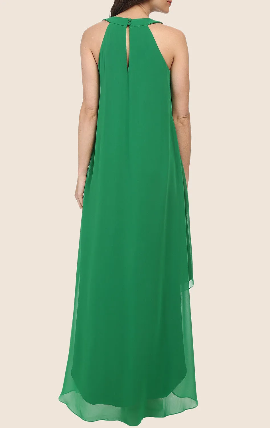MACloth Halter High Low Chiffon Prom Dress Green Formal Gown