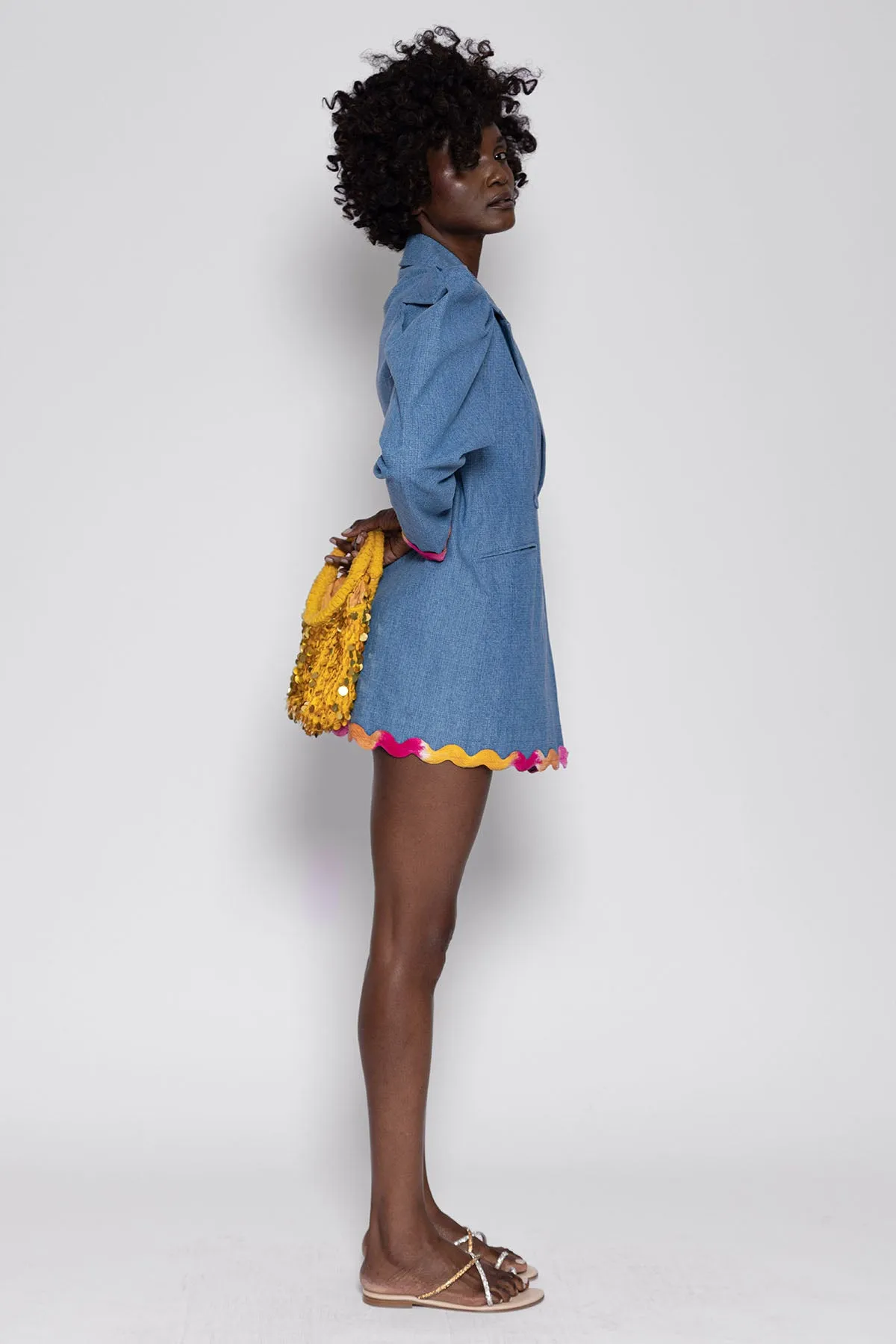 MARLO JACKET DENIM AND TIE & DYE RICKRACK