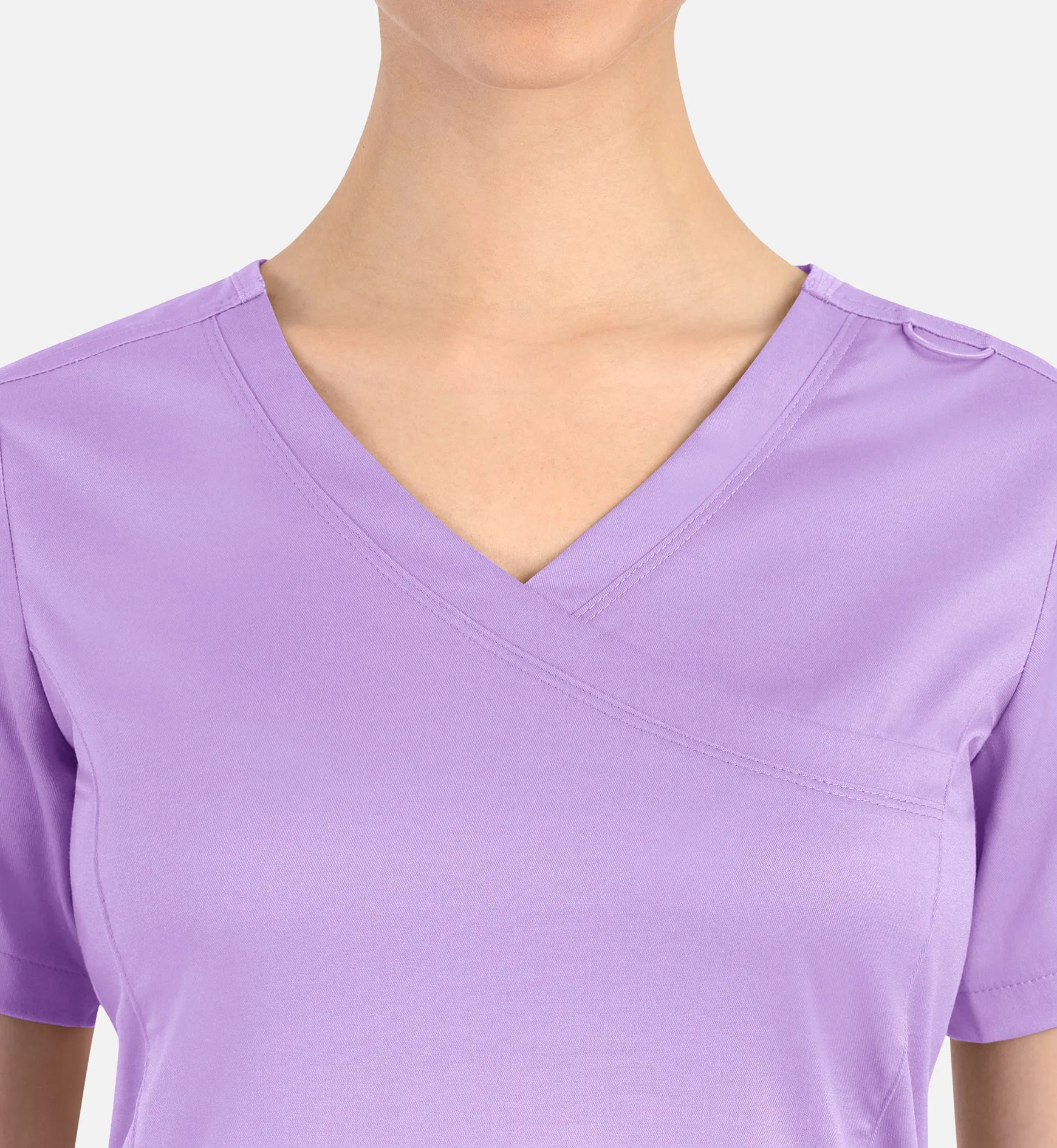 Matrix 3701 Women’s Curved Mock Wrap Top Orchid Bouquet