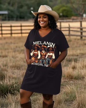Melanin Cowgirl Swag Casual V-neck Pocket Dress