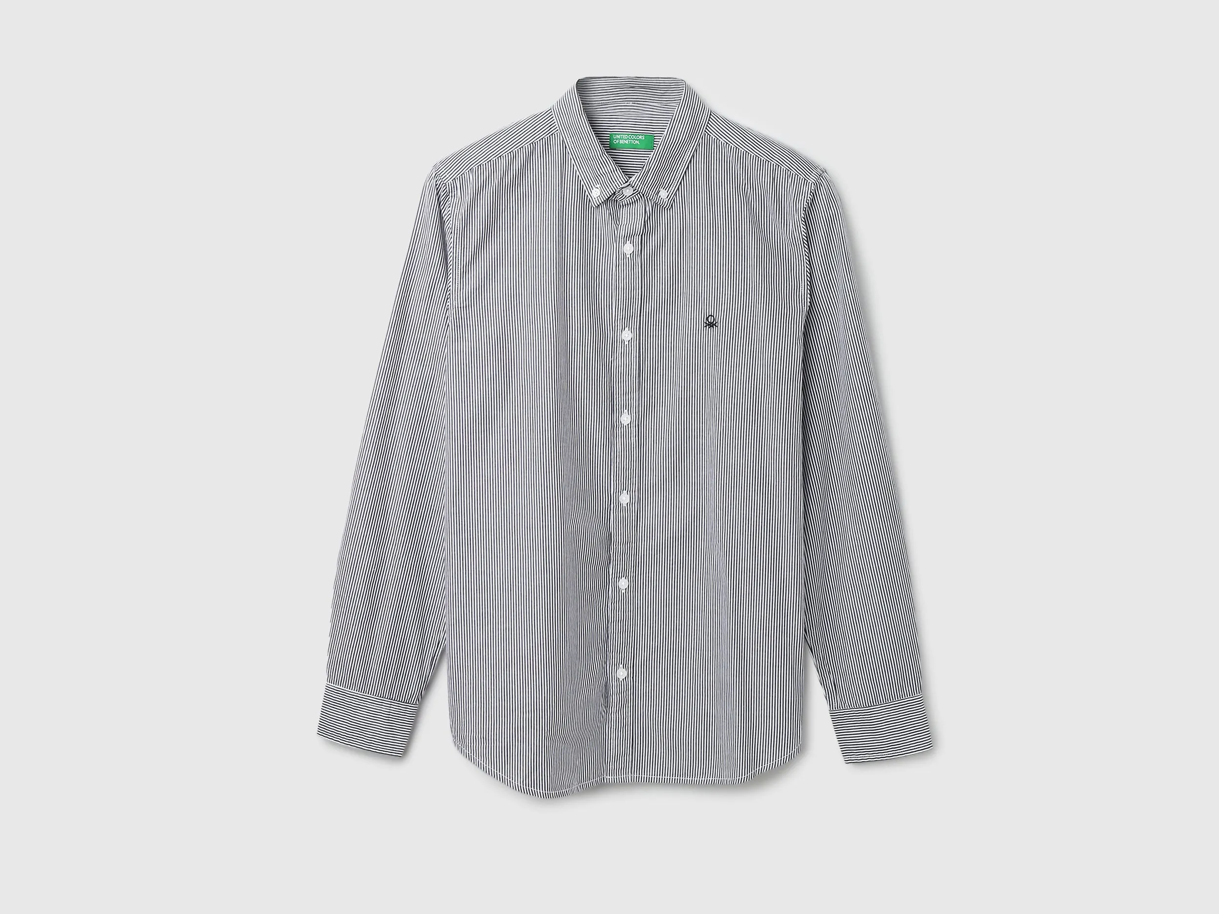 Men Striped Button-Down Collar Shirt