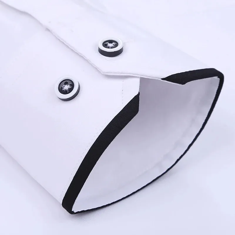 Men's Regular-fit Mandarin Collar Shirt with Chest Pocket