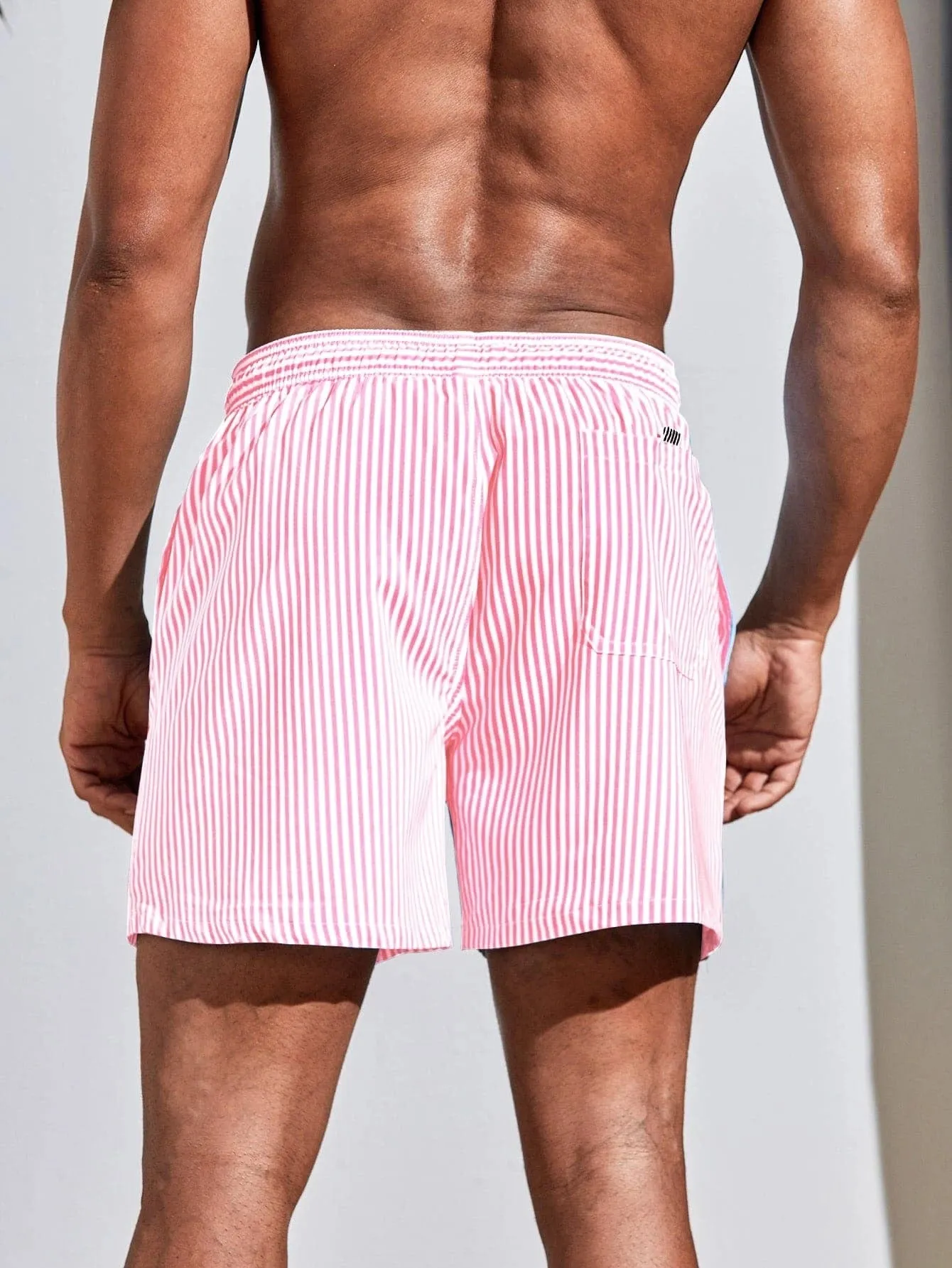 MEN'S TAN-THROUGH SWIM SHORT - Pinstripe