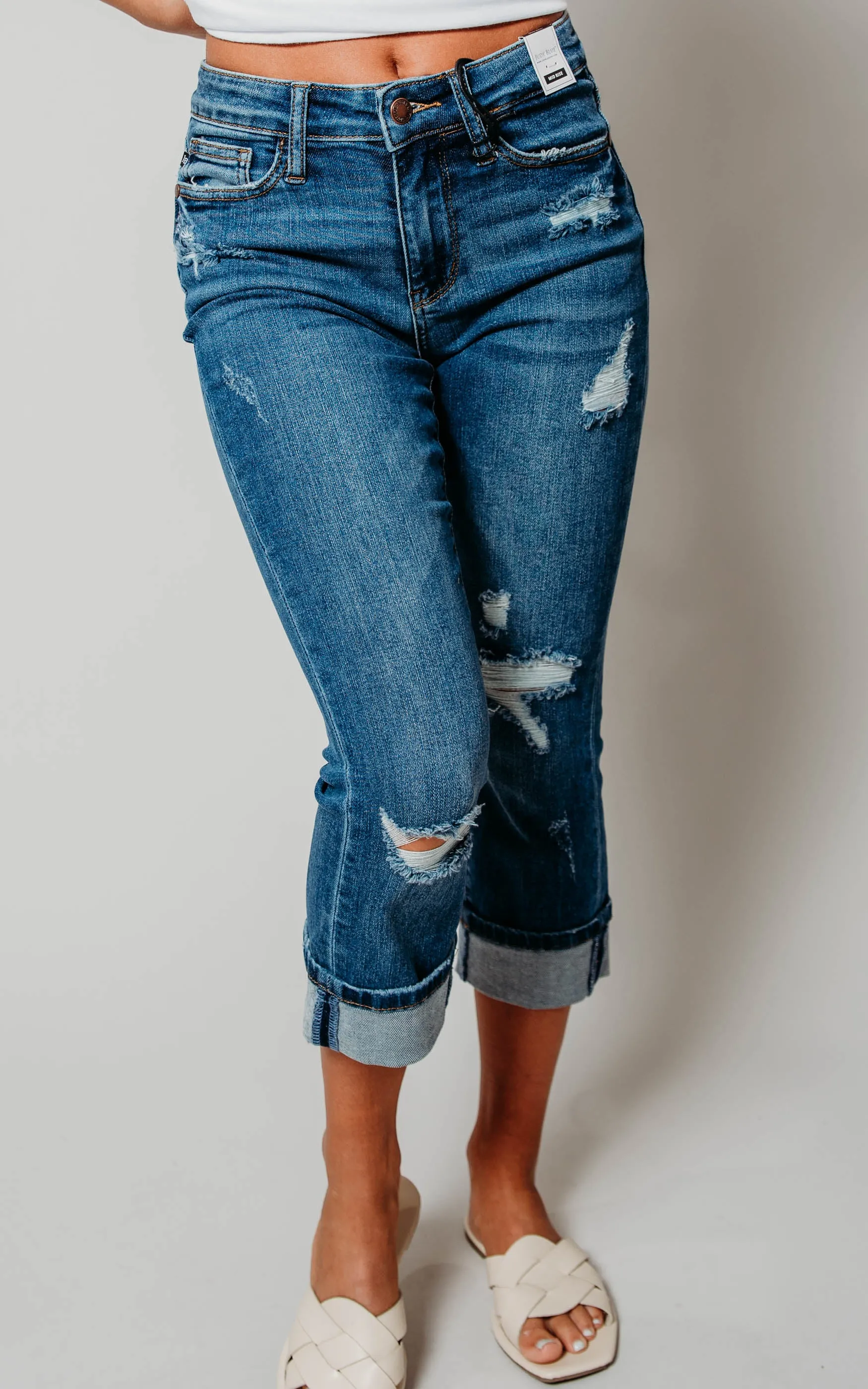 Mid-Rise Cuffed Denim Capri - Judy Blue | FINAL SALE