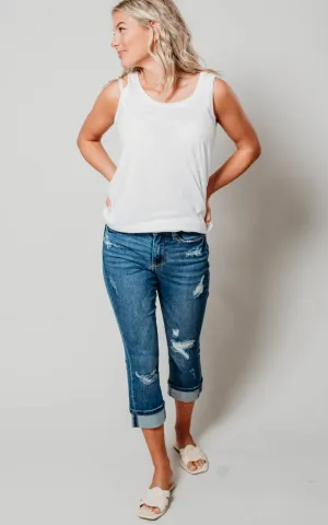 Mid-Rise Cuffed Denim Capri - Judy Blue | FINAL SALE