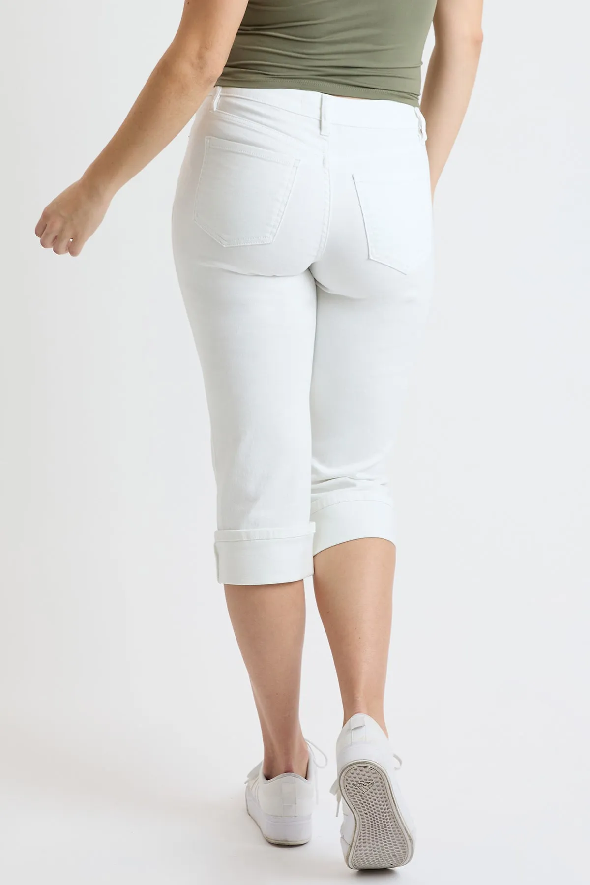 Mid Rise Premium Stretch Essential Cuff Capri, Pack of 8