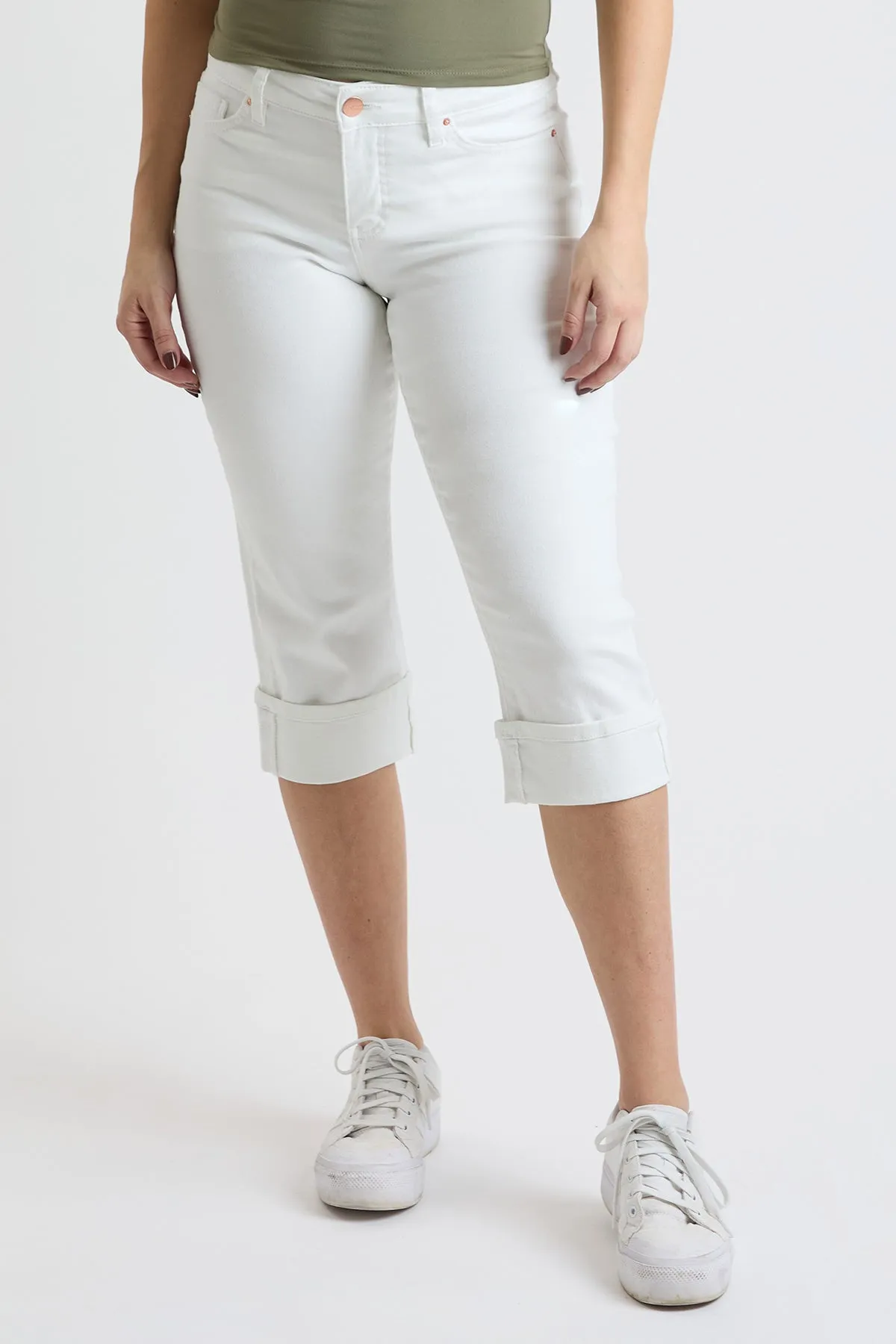 Mid Rise Premium Stretch Essential Cuff Capri, Pack of 8