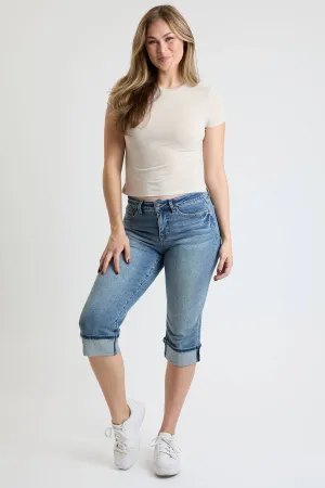 Mid Rise Premium Stretch Essential Cuff Capri