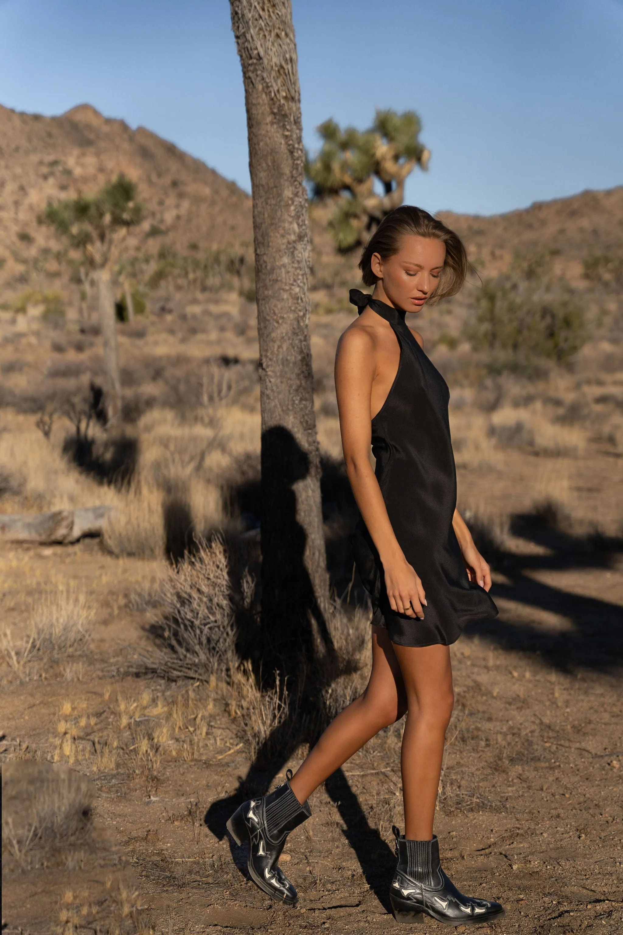 Mini Crepe Halter Dress