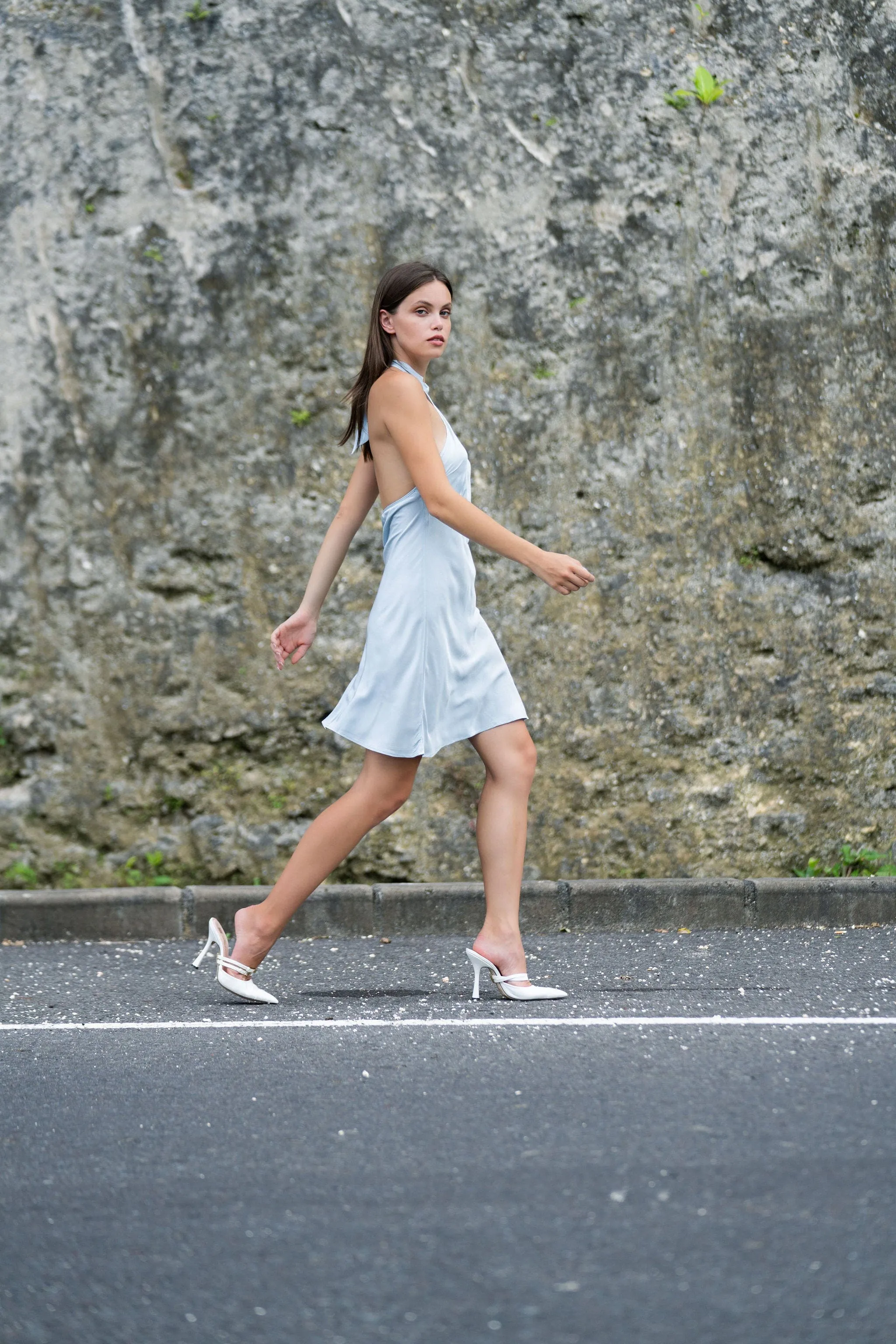 Mini Crepe Halter Dress
