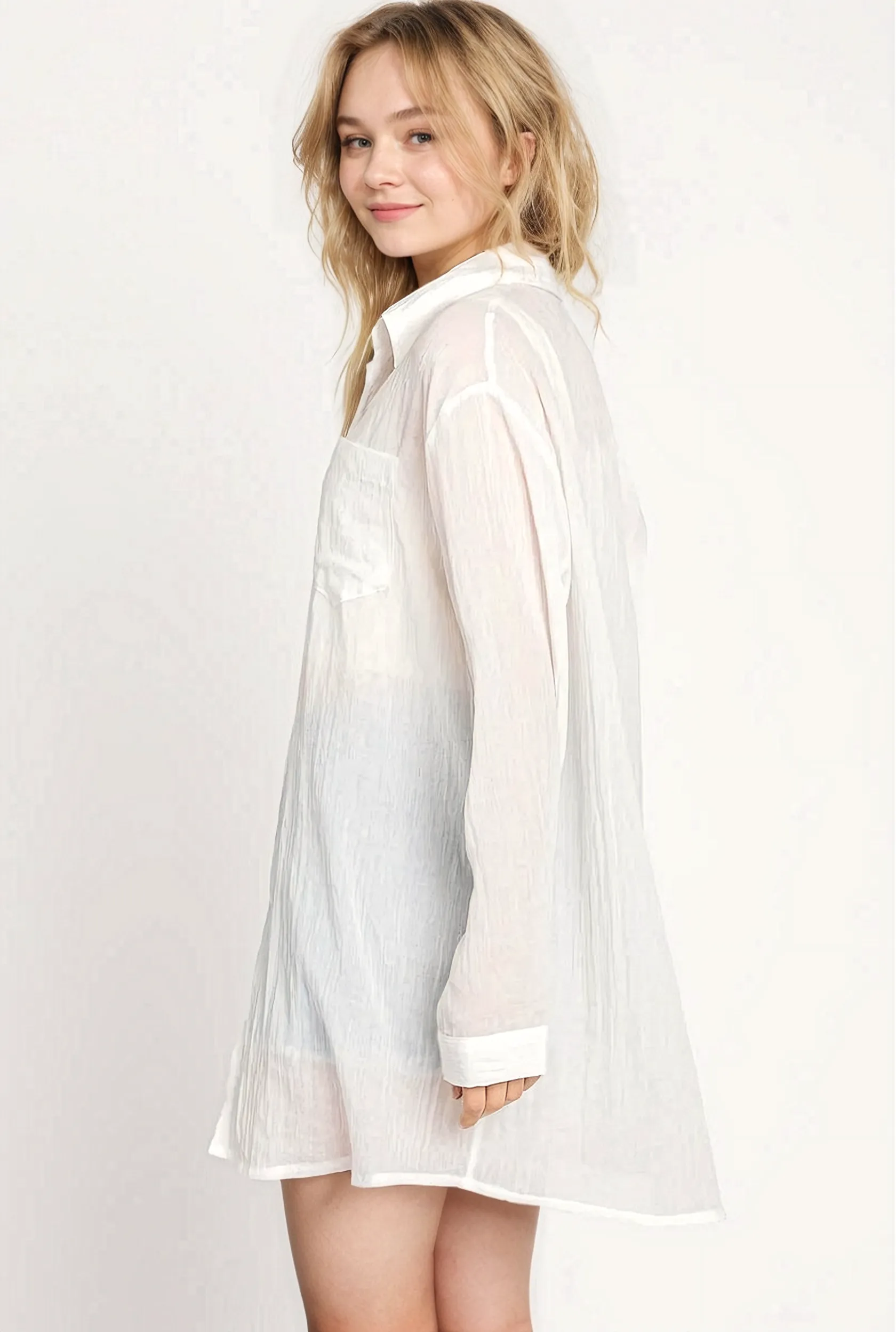 MISTY MORNING WHITE BUTTON UP SHIRT