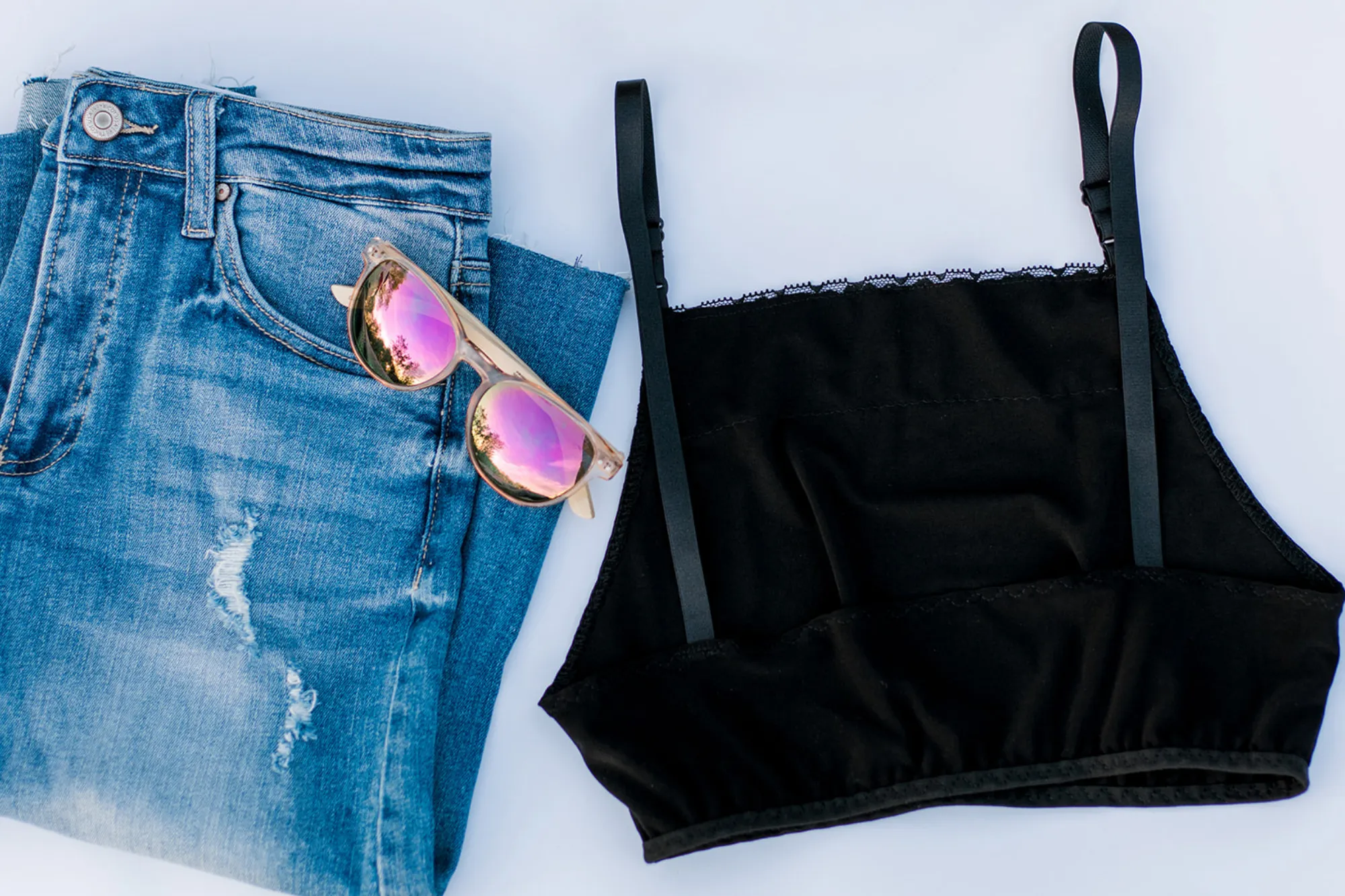 Modest Lacey Cropped Cami in Black