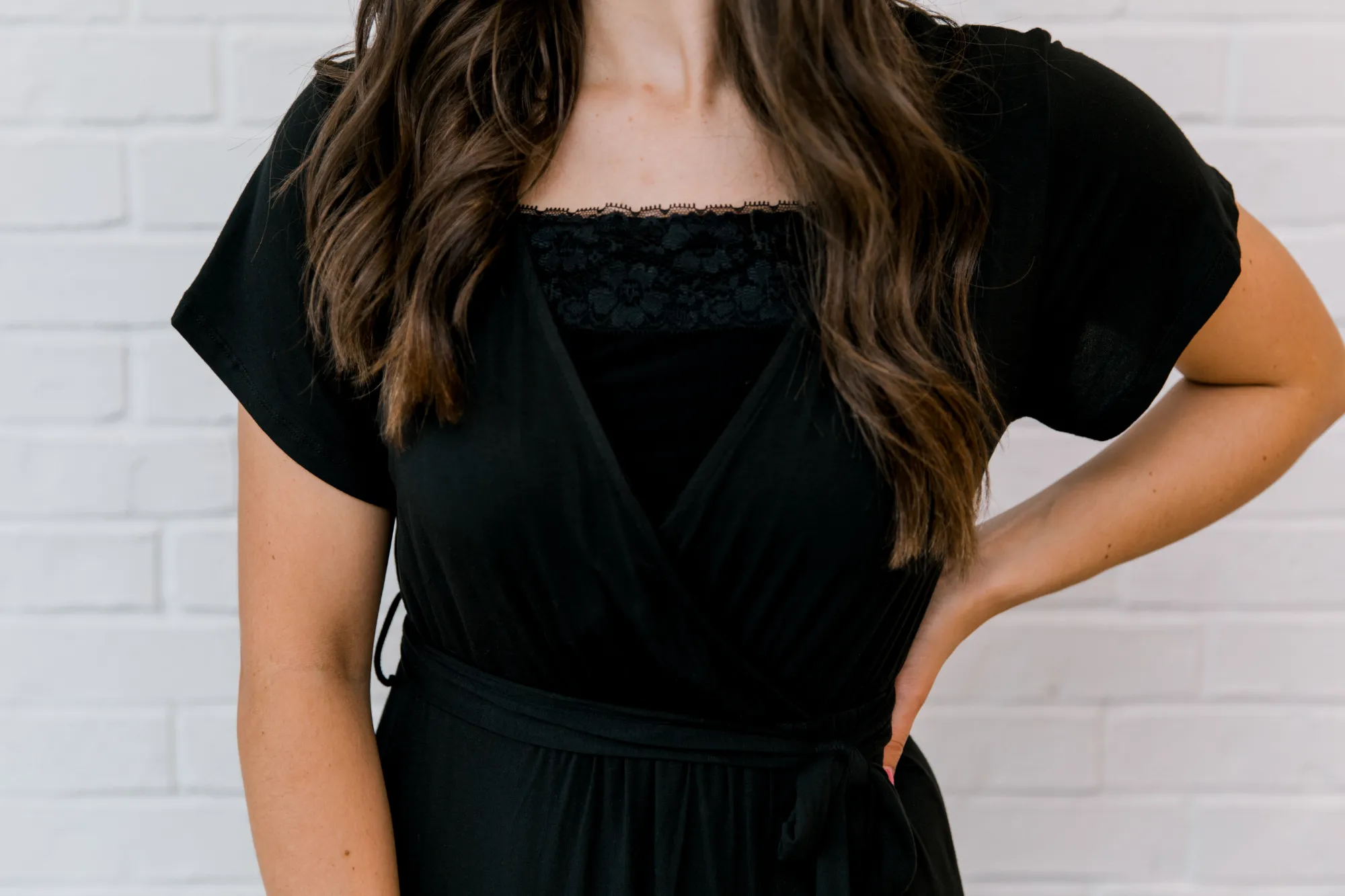 Modest Lacey Cropped Cami in Black