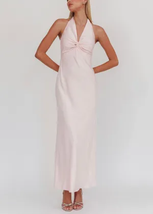 Mon Cherie Pink Halter Neck Maxi Dress