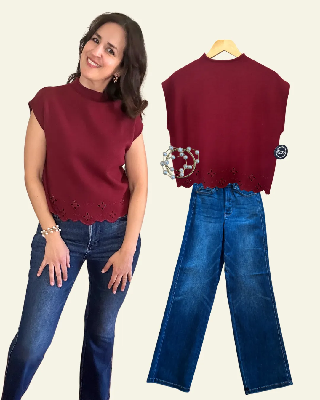 Mona Sleeveless Sweater Top | Garnet