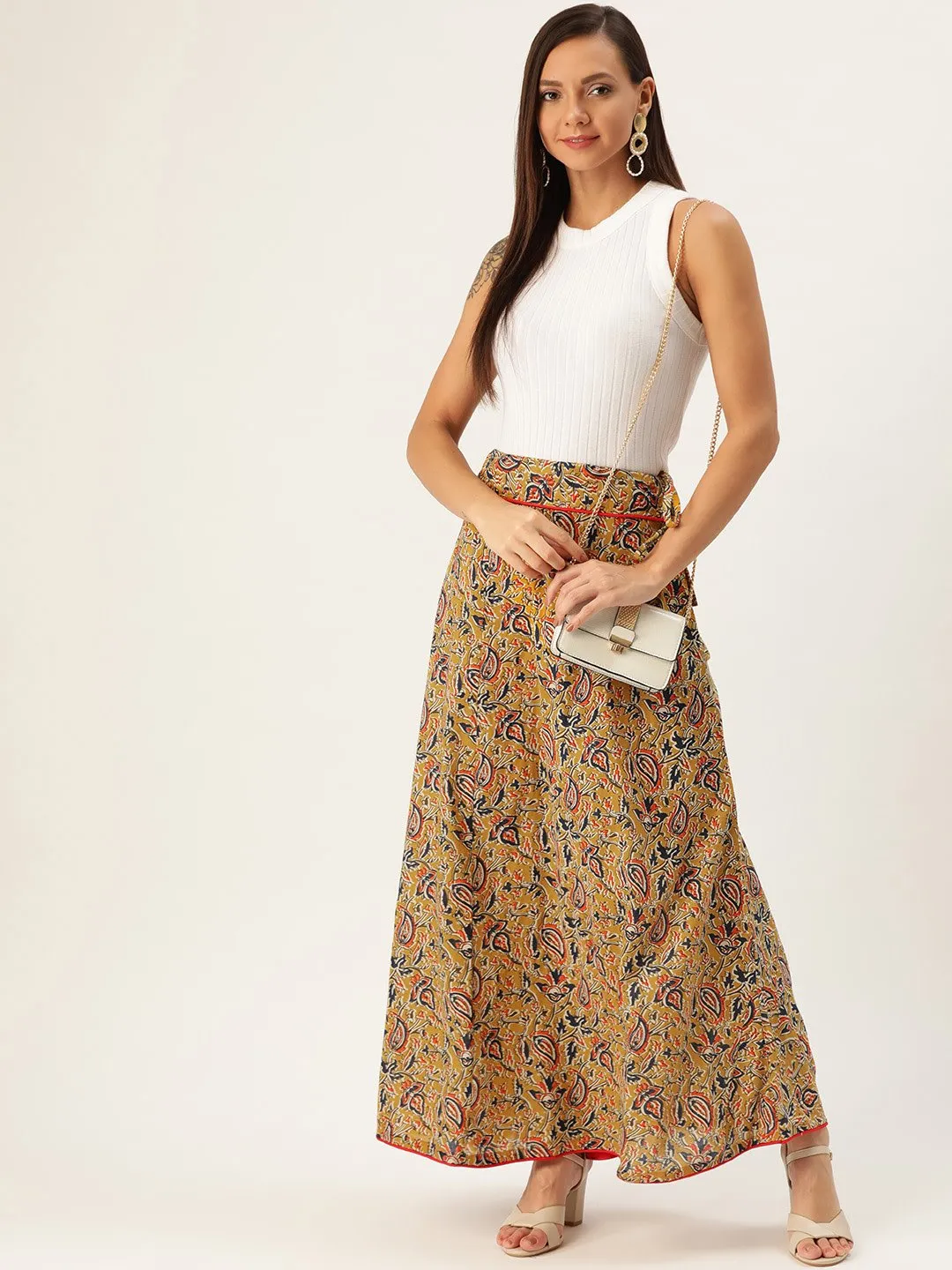 MUSTARD KALAMKARI SKIRT
