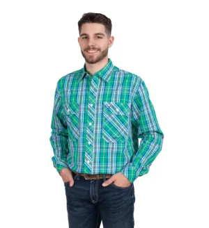 MWLS2495 Just Country Austin Long Sleeve Full Button Solid Work shirt - Ivy Green Plaid