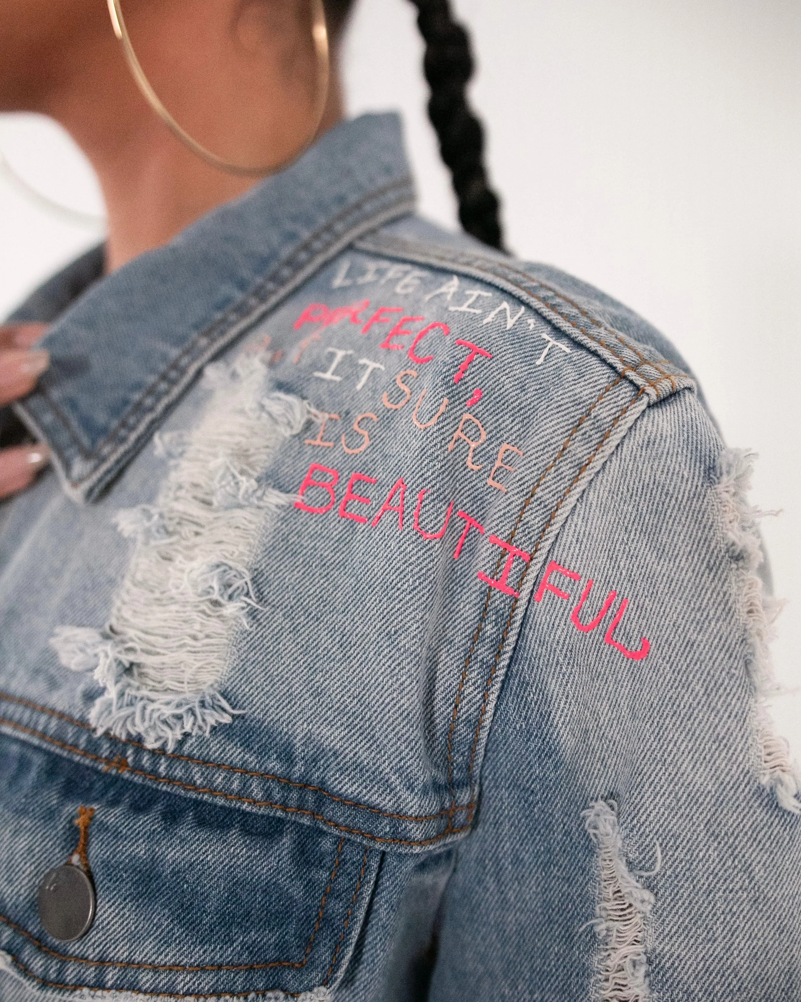 ‘My Thoughts’ Jacket - Hand Painted by Reverie (Size Small)