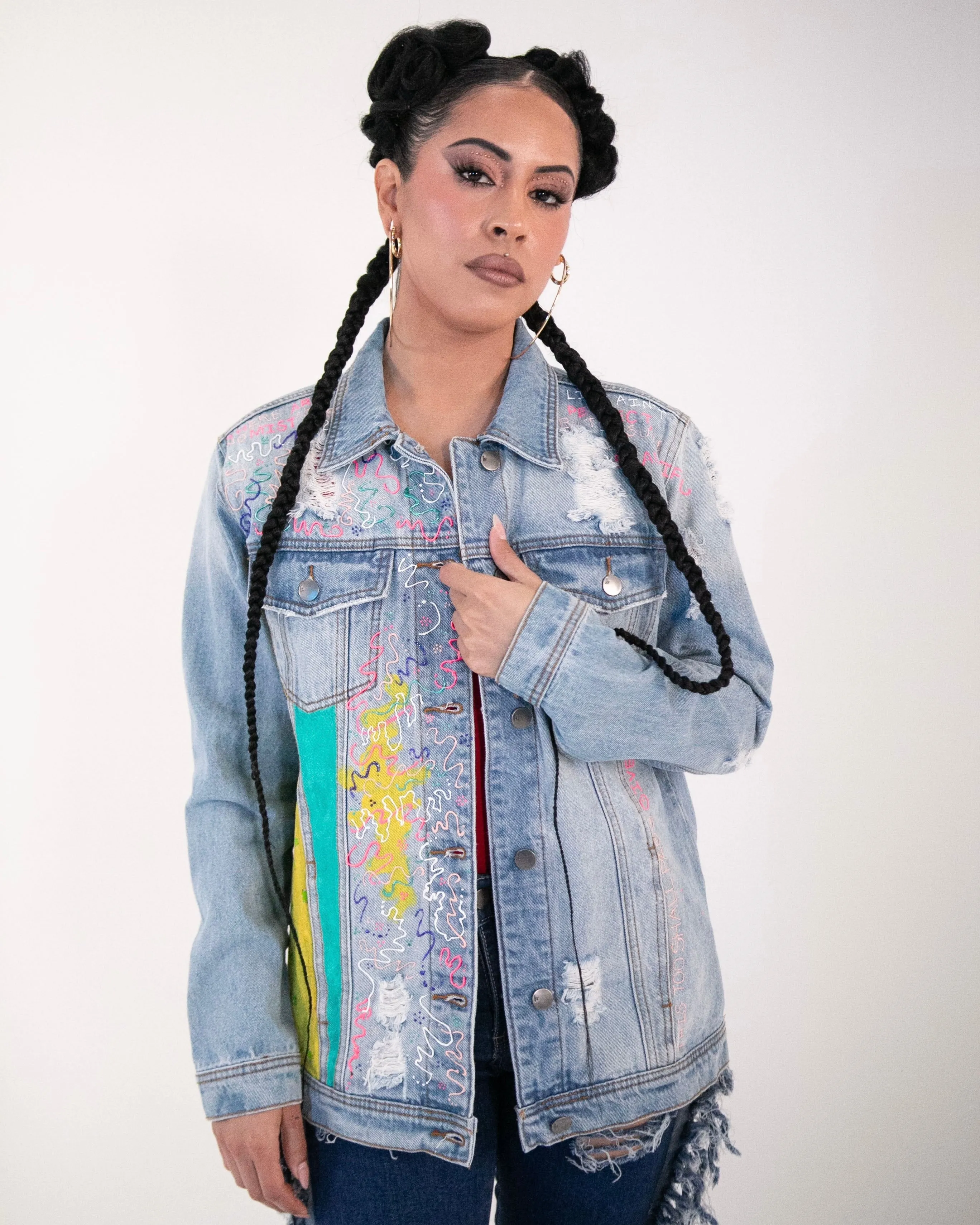 ‘My Thoughts’ Jacket - Hand Painted by Reverie (Size Small)