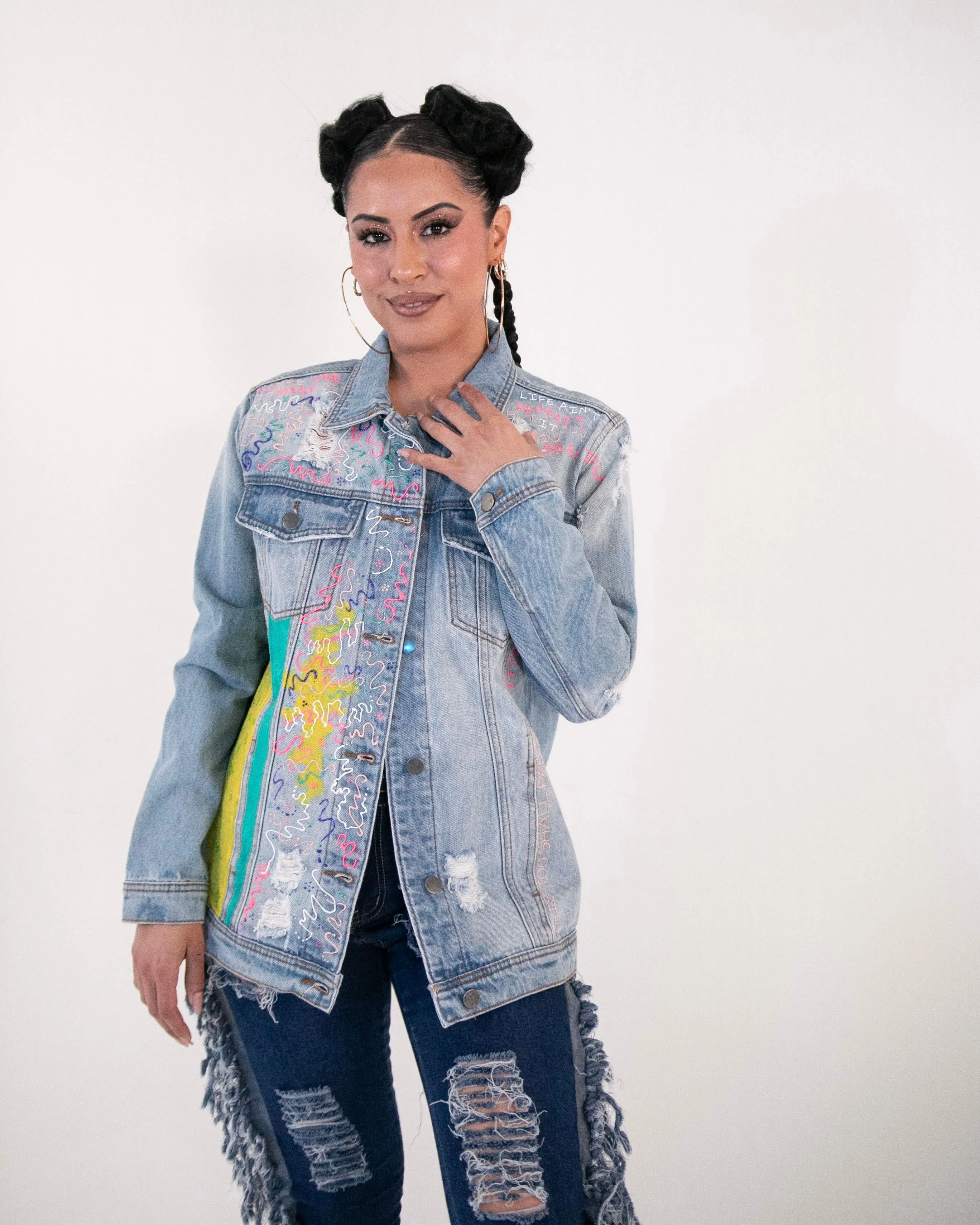 ‘My Thoughts’ Jacket - Hand Painted by Reverie (Size Small)