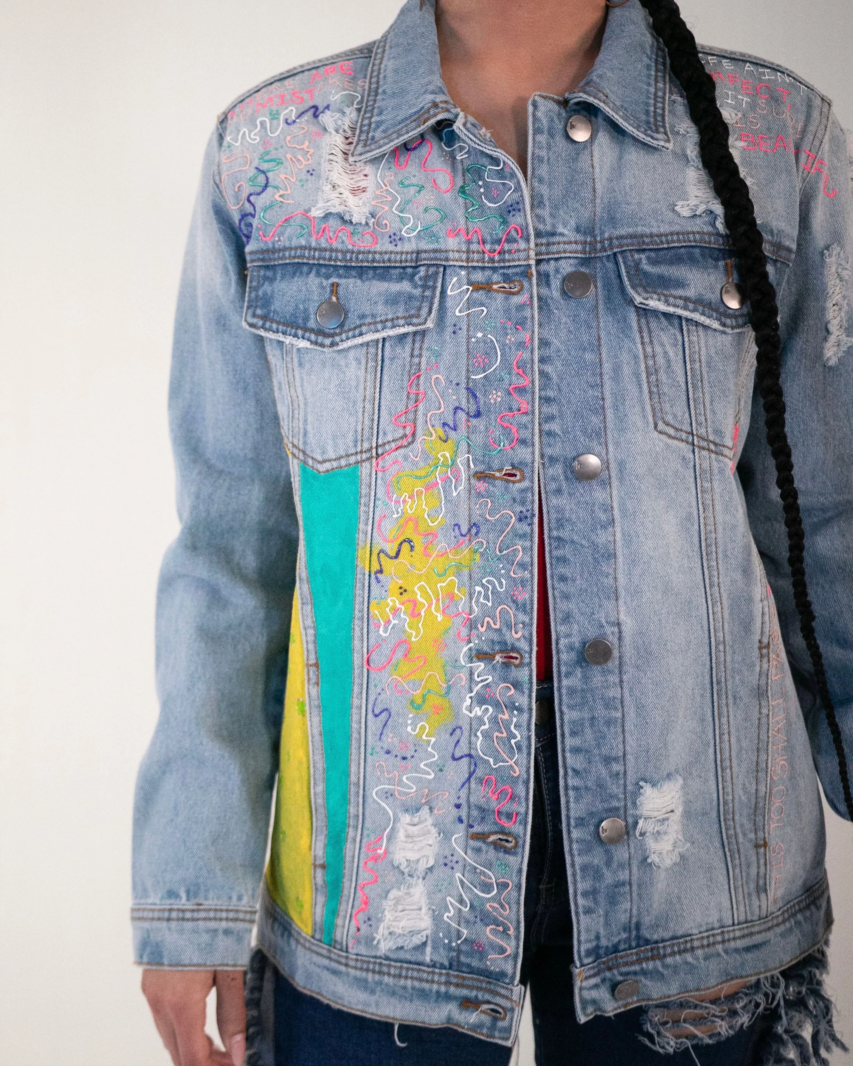 ‘My Thoughts’ Jacket - Hand Painted by Reverie (Size Small)