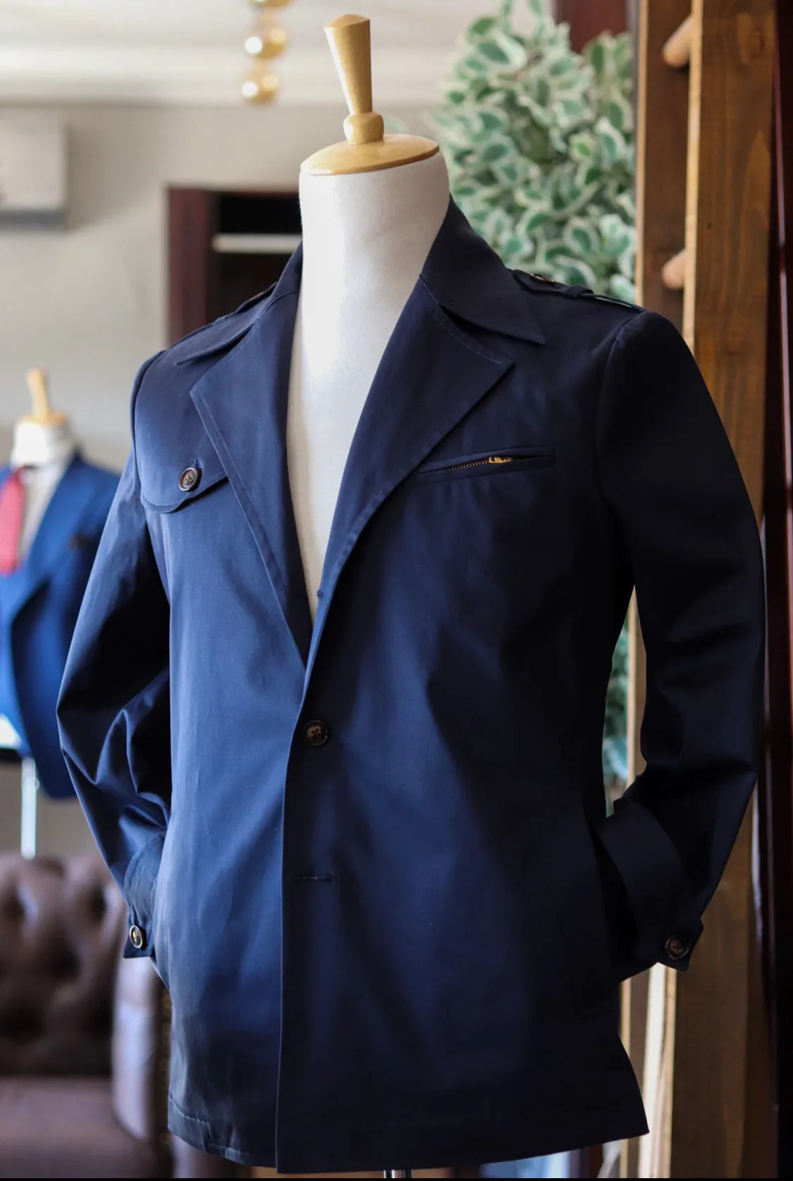 Navy Zip & Button Jacket