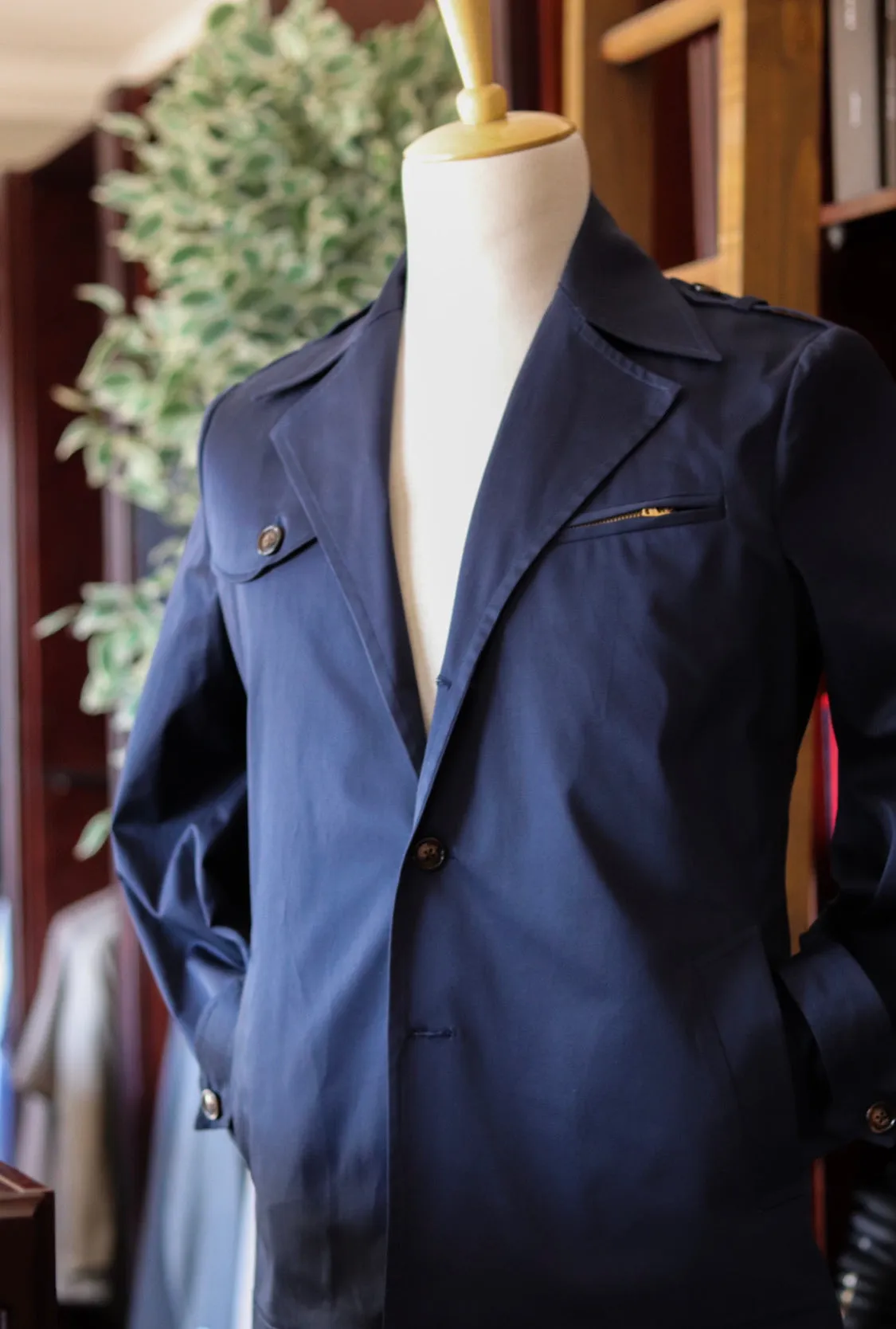 Navy Zip & Button Jacket