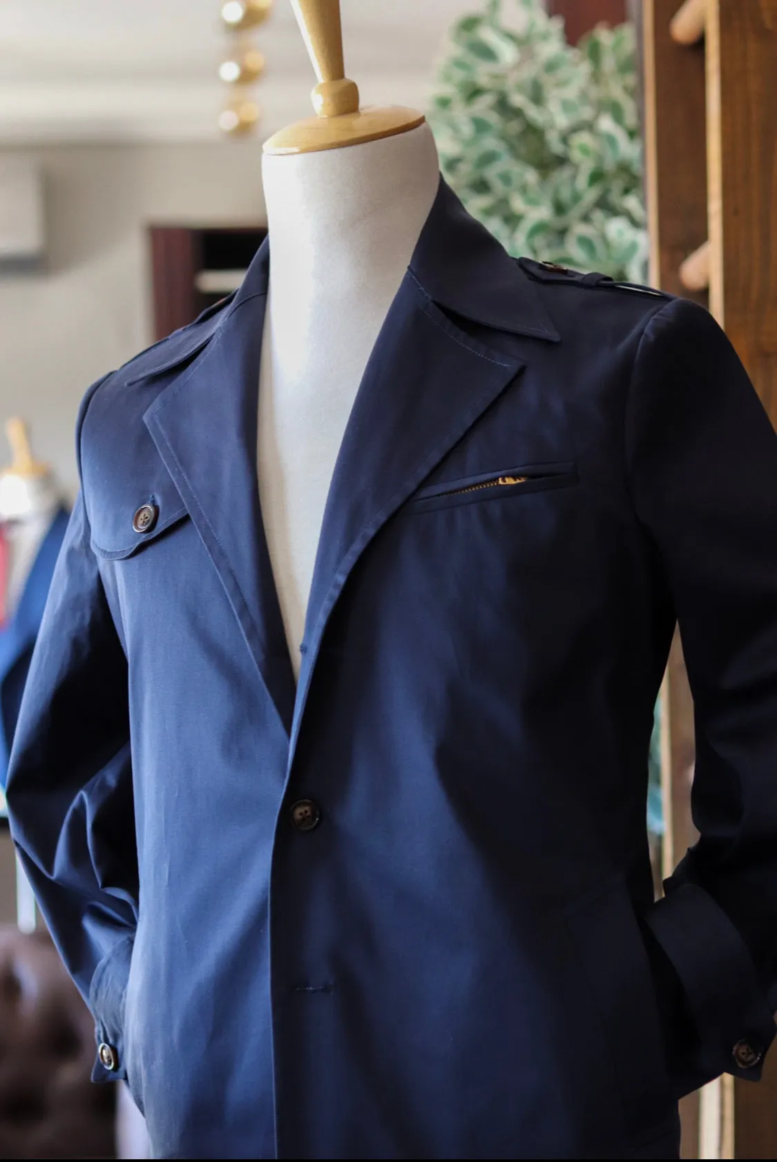 Navy Zip & Button Jacket