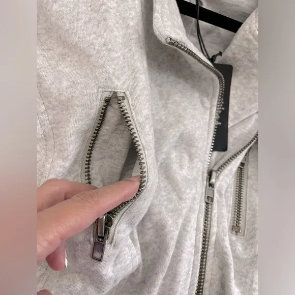 NEW Chaser Moto Cotton Jacket Gray Zip-Up