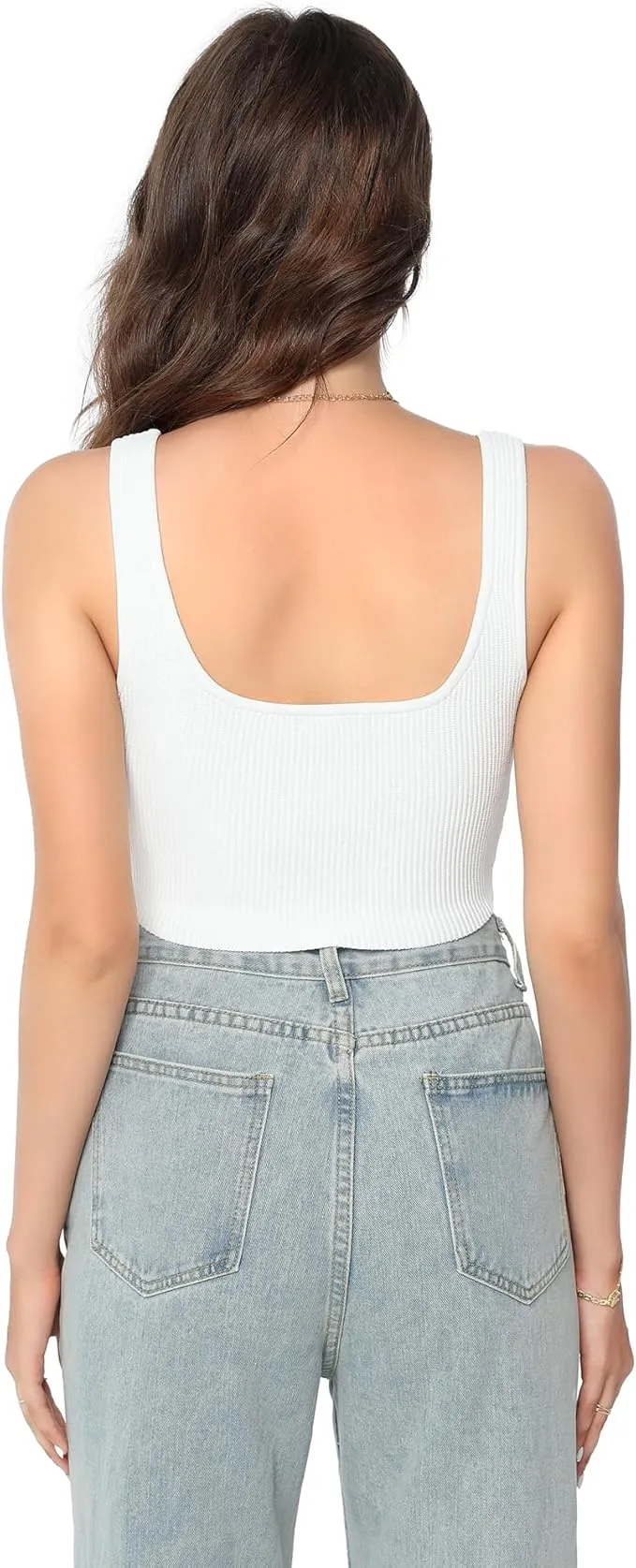 NEW Retails $40 Women's Ribbed Knit Stretchy Sleeveless Cropped Tank Top Camis, white Sz L