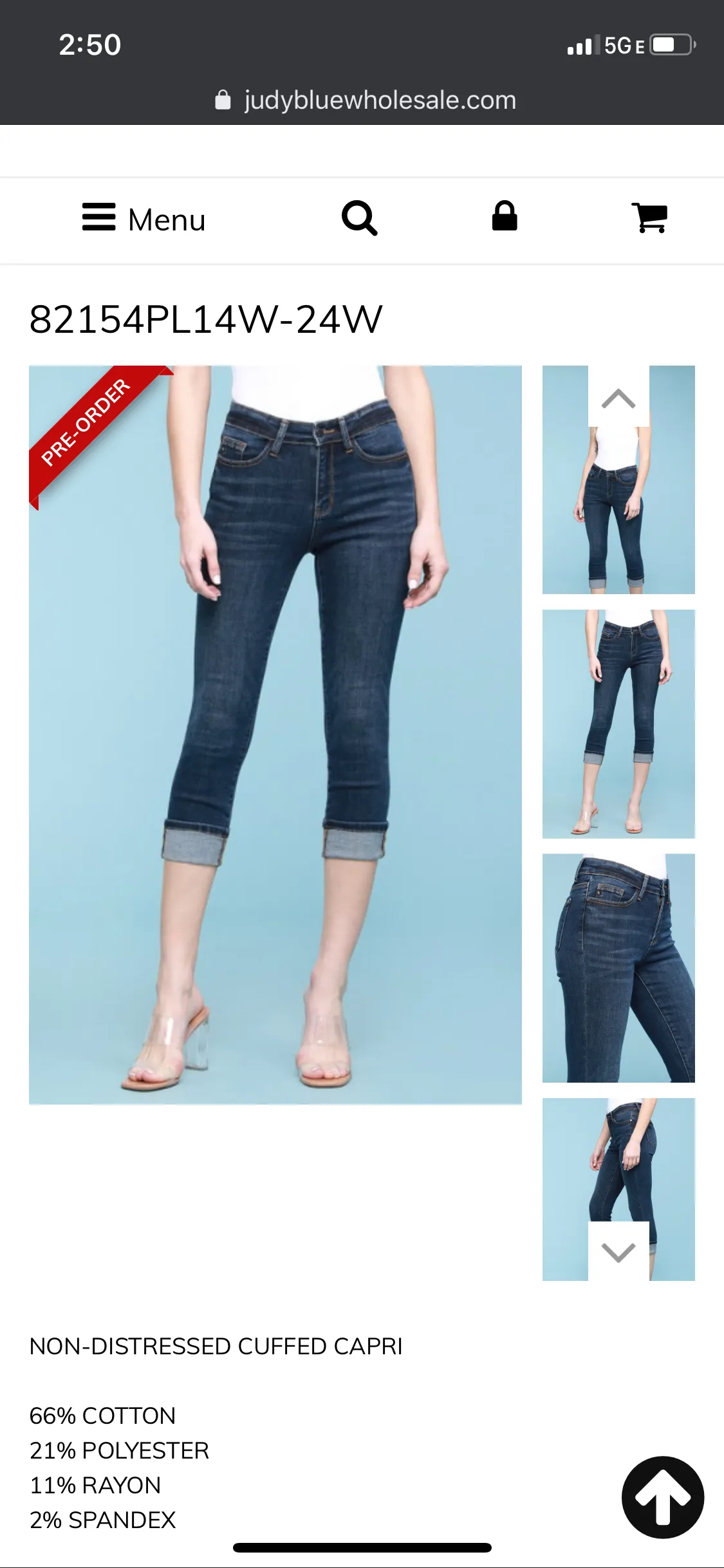 Non-distressed cuffed capri