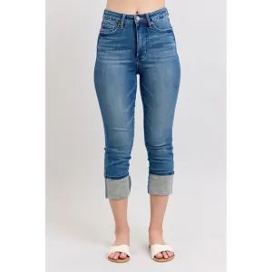 NWT Judy Blue Tummy Control Cuffed Capris, Cuff or Uncuff, Shield Back Pockets