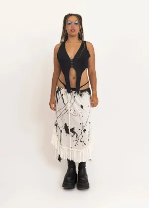 Paint Splatter Mesh drawstring skirt