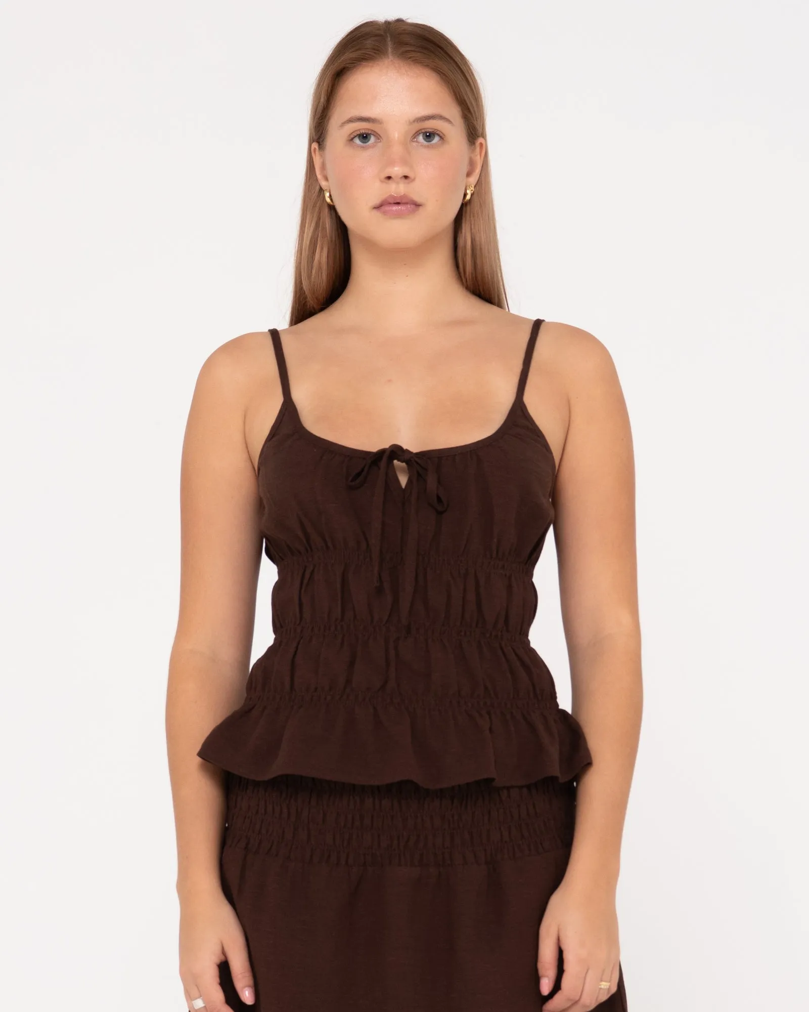 Palm Springs Shirred Cami Top