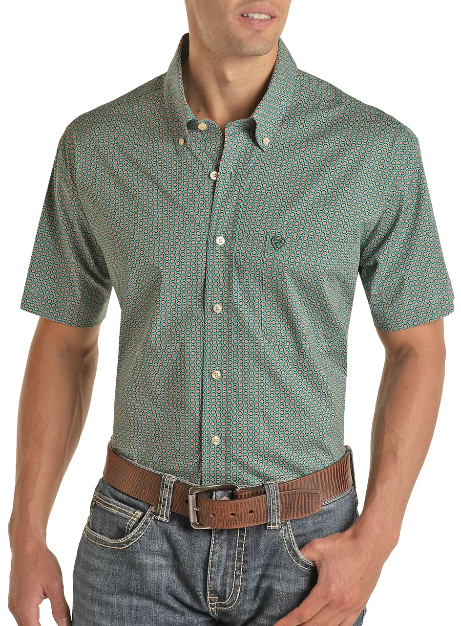 PANHANDLE REGULAR FIT GEO PATTERN SHORT SLEEVE BUTTON SHIRT