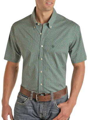 PANHANDLE REGULAR FIT GEO PATTERN SHORT SLEEVE BUTTON SHIRT