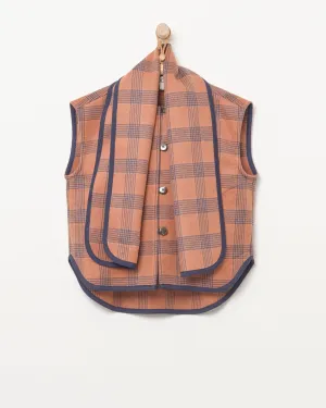 Pernille Vest/Scarf in Rust/Navy Plaid