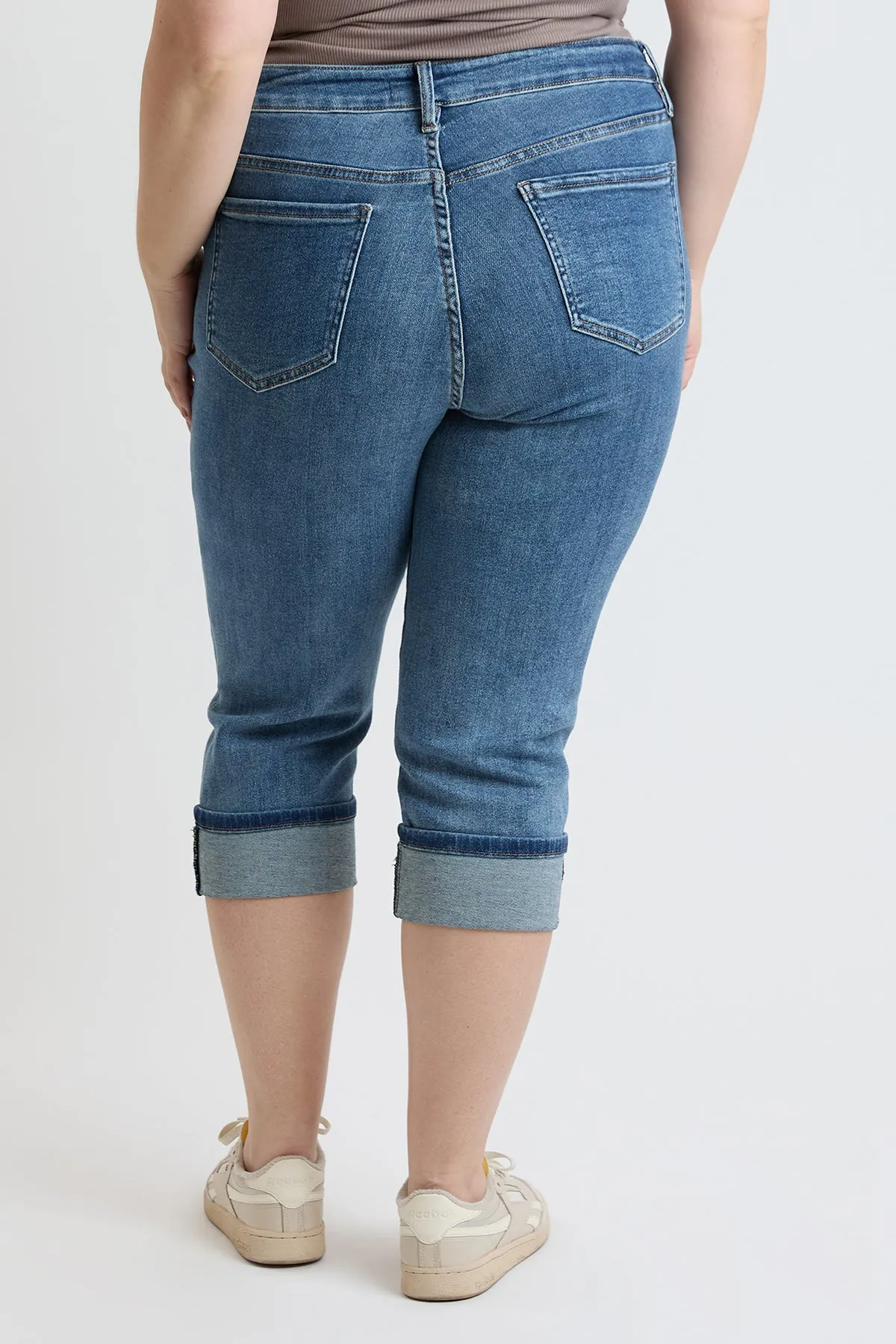 Plus High Rise Premium Stretch Cuff Capri, Pack of 6
