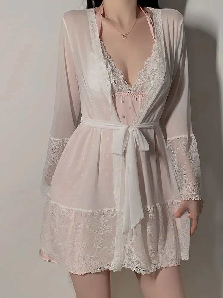 Polka Dot Lace Halter Sexy Nightwear