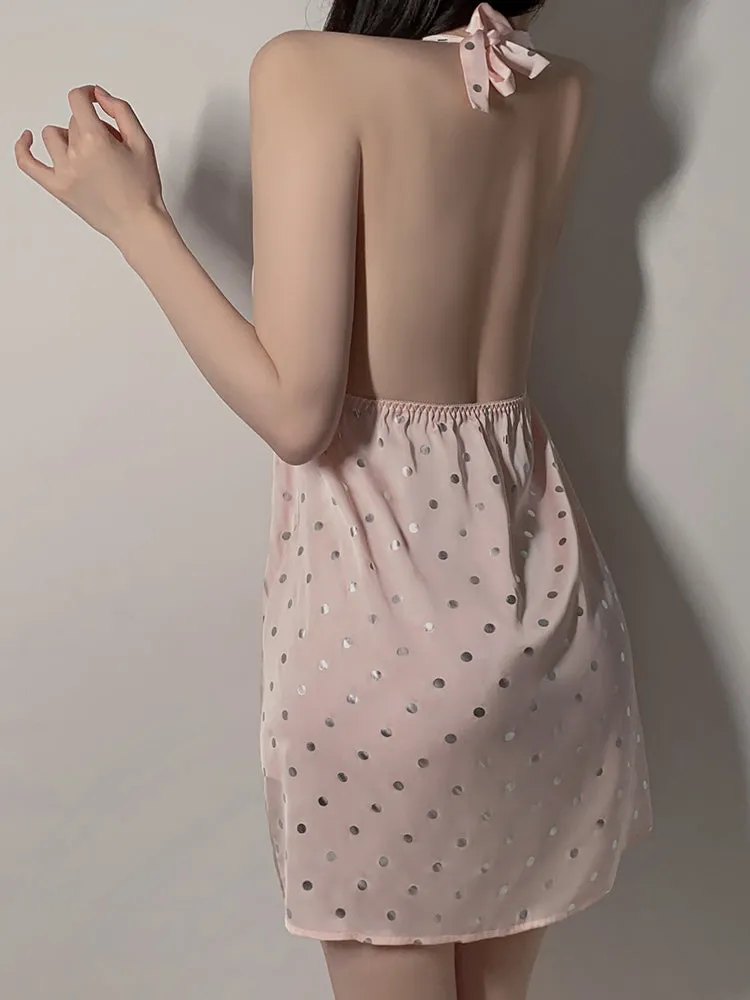 Polka Dot Lace Halter Sexy Nightwear