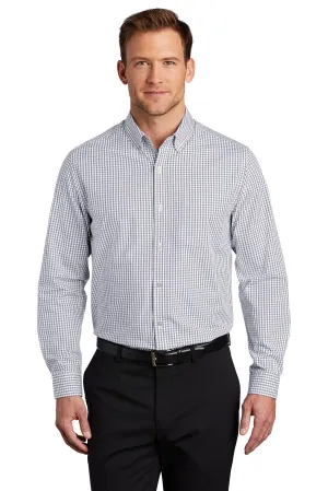 Port Authority  Broadcloth Gingham Easy Care Shirt W644 Gusty Grey/ White