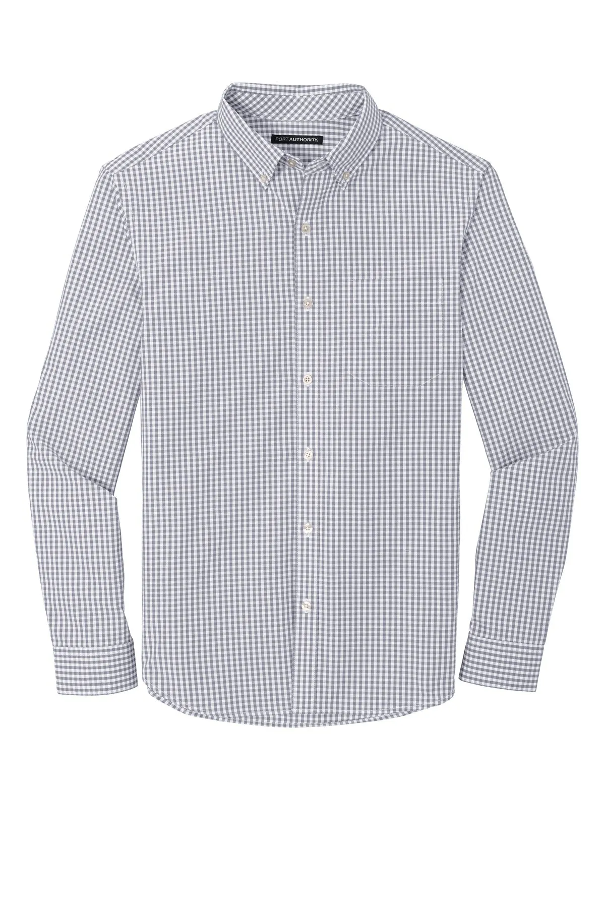 Port Authority  Broadcloth Gingham Easy Care Shirt W644 Gusty Grey/ White