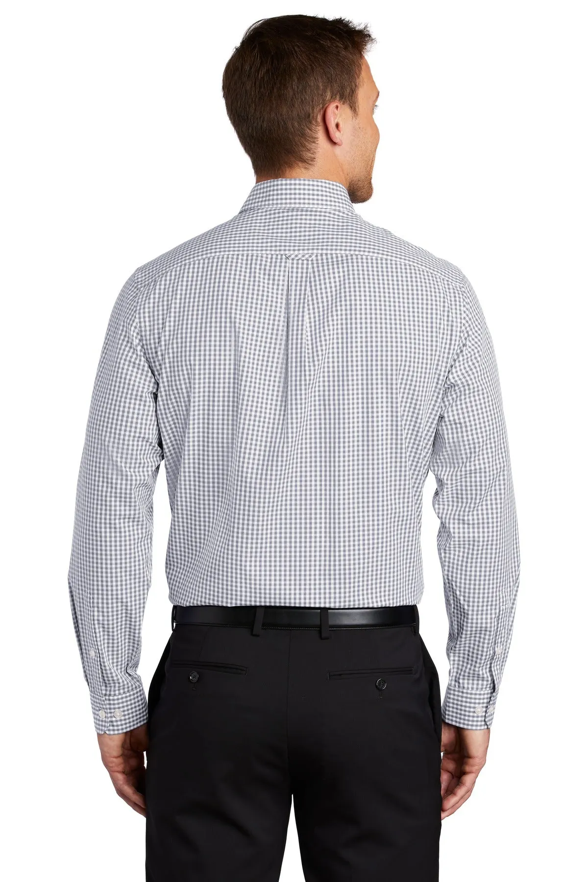 Port Authority  Broadcloth Gingham Easy Care Shirt W644 Gusty Grey/ White