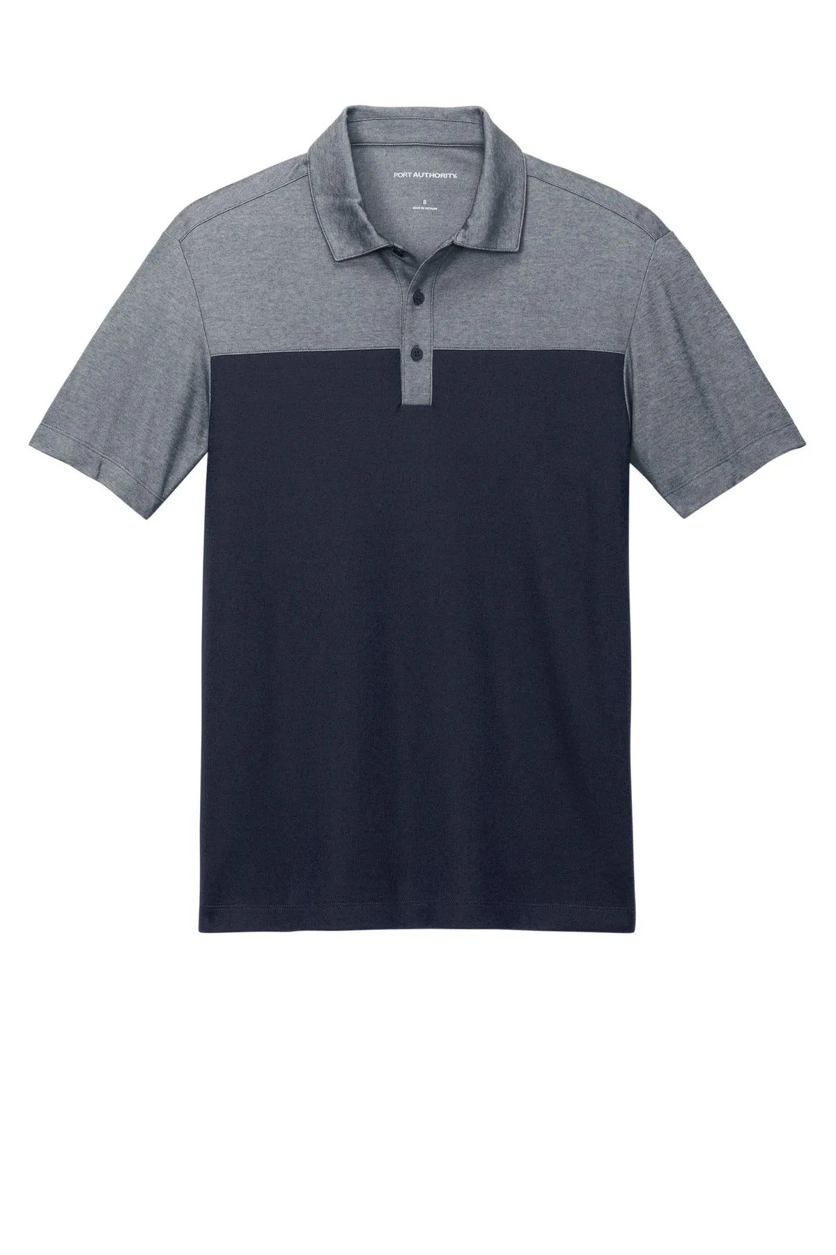 Port Authority Fine Pique Blend Blocked Polo K831 River Blue Navy/ River Blue Navy Heather