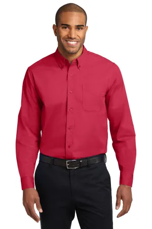 Port Authority Tall Long Sleeve Easy Care Shirt.  TLS608 Red/ Light Stone Tall