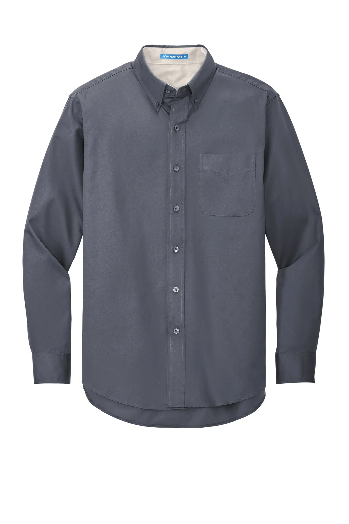 Port Authority Tall Long Sleeve Easy Care Shirt.  TLS608 Steel Grey/ Light Stone Tall