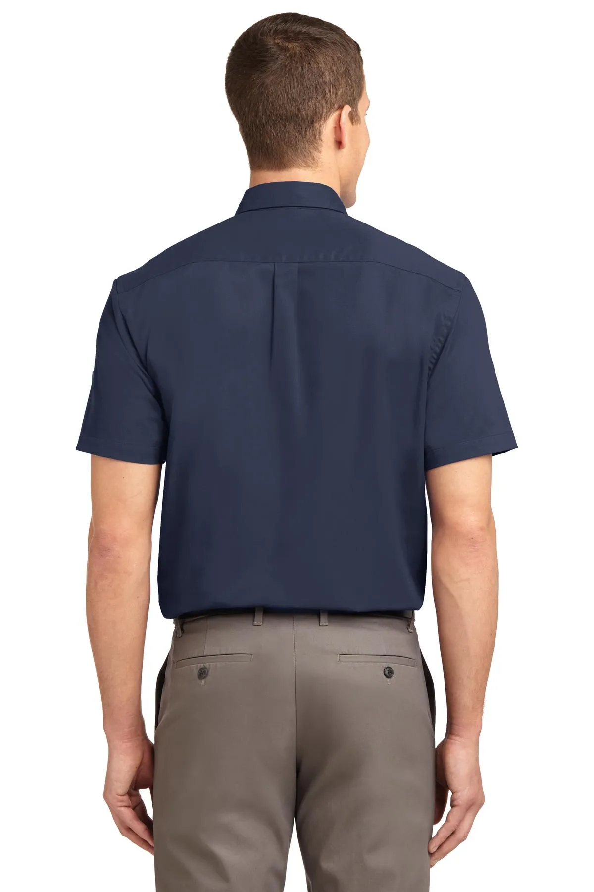 Port Authority Tall Short Sleeve Easy Care Shirt. TLS508 Navy/ Light Stone Tall