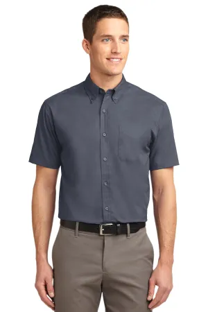 Port Authority Tall Short Sleeve Easy Care Shirt. TLS508 Steel Grey/ Light Stone Tall